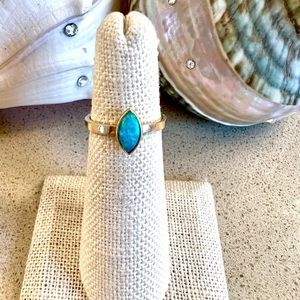 Australian Opal set in 14 Karat Gold on 14 Karat Gold Band